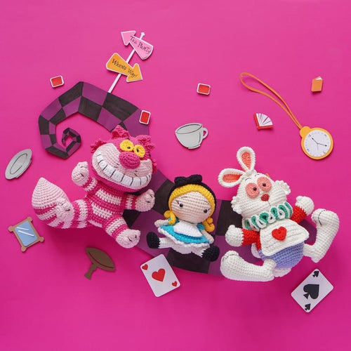 Alice in Wonderland Crochet Patterns – Alice, White Rabbit & Cheshire Cat Amigurumi PDF