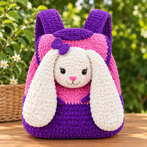 Crochet Animal Backpack Pattern – 3 Adorable Dragon, Bunny & Frog Bag Designs PDF