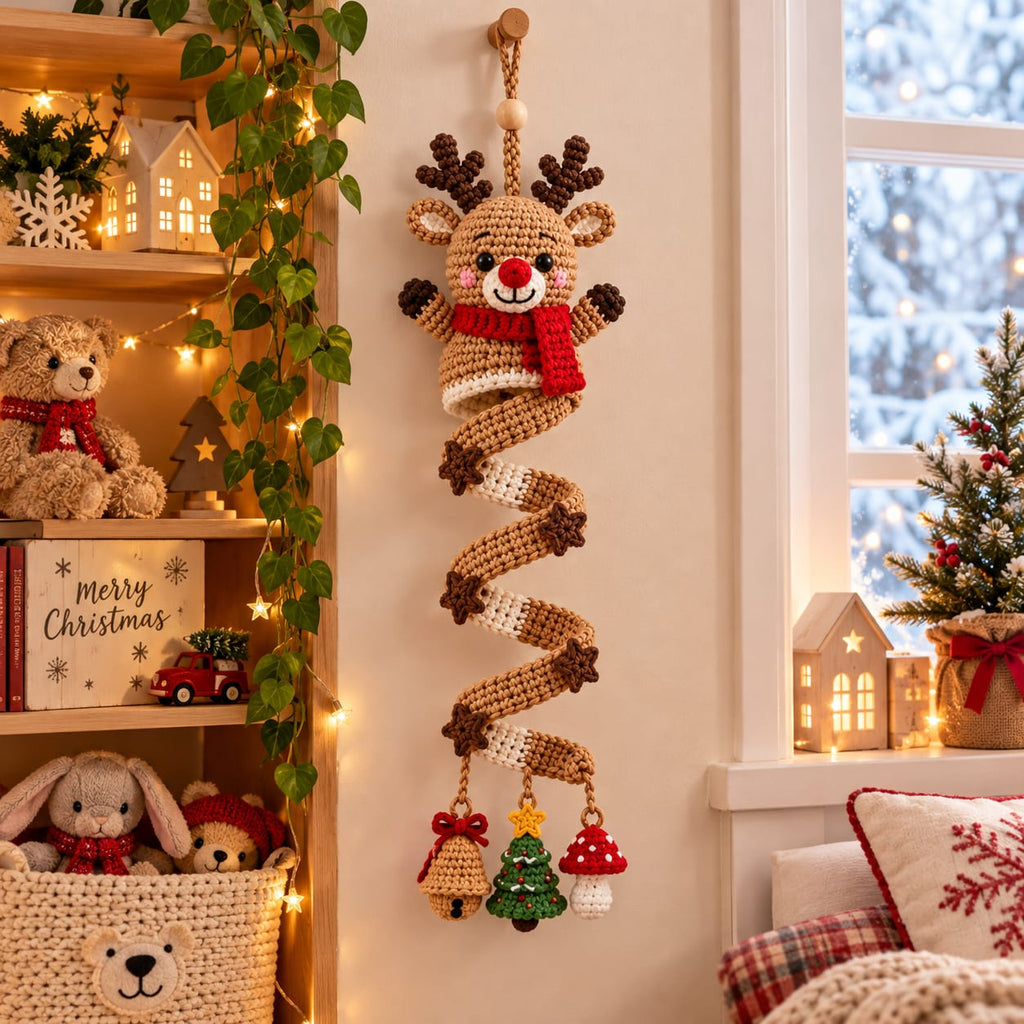 Christmas Spiral Crochet Patterns – Santa, Snowman, Reindeer & Tree Ornaments PDF