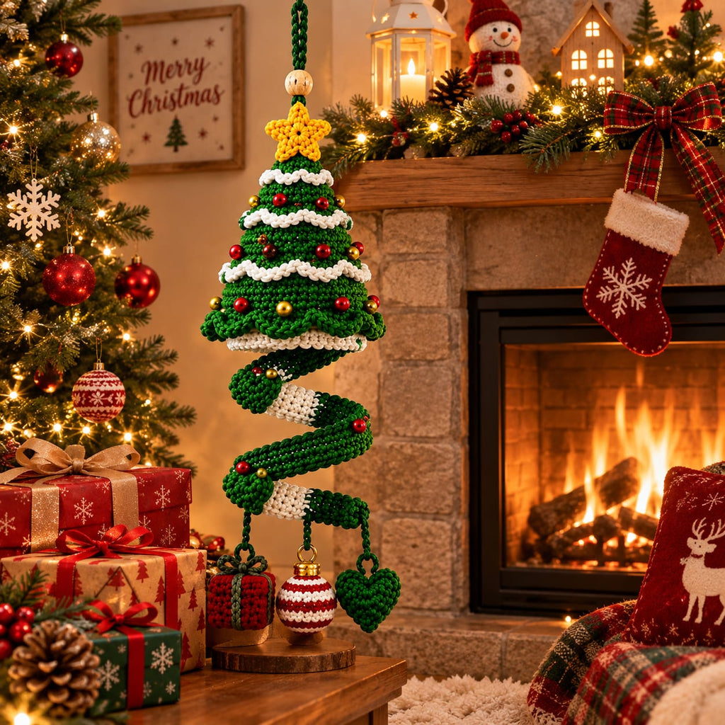 Christmas Spiral Crochet Patterns – Santa, Snowman, Reindeer & Tree Ornaments PDF